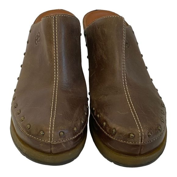 Dr Martens Una Brown Leather Chunky Heel Platform Clog Mule Shoe Sz 9 - Picture 14 of 16